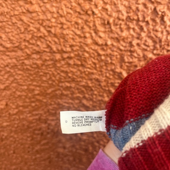 Vintage Pandora Women’s Striped Wool Blend Sweater Unsized Blue Cream Red - Picture 3 of 5